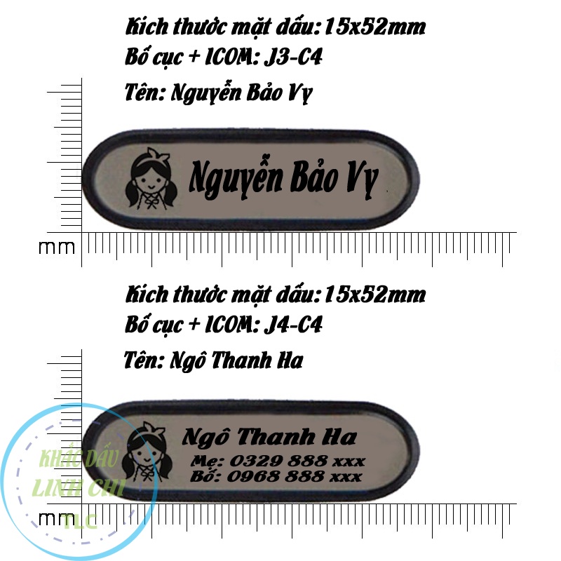 Con dấu in tên bé lên cập sách giầy dép sách vở quần áo bình nước DV003