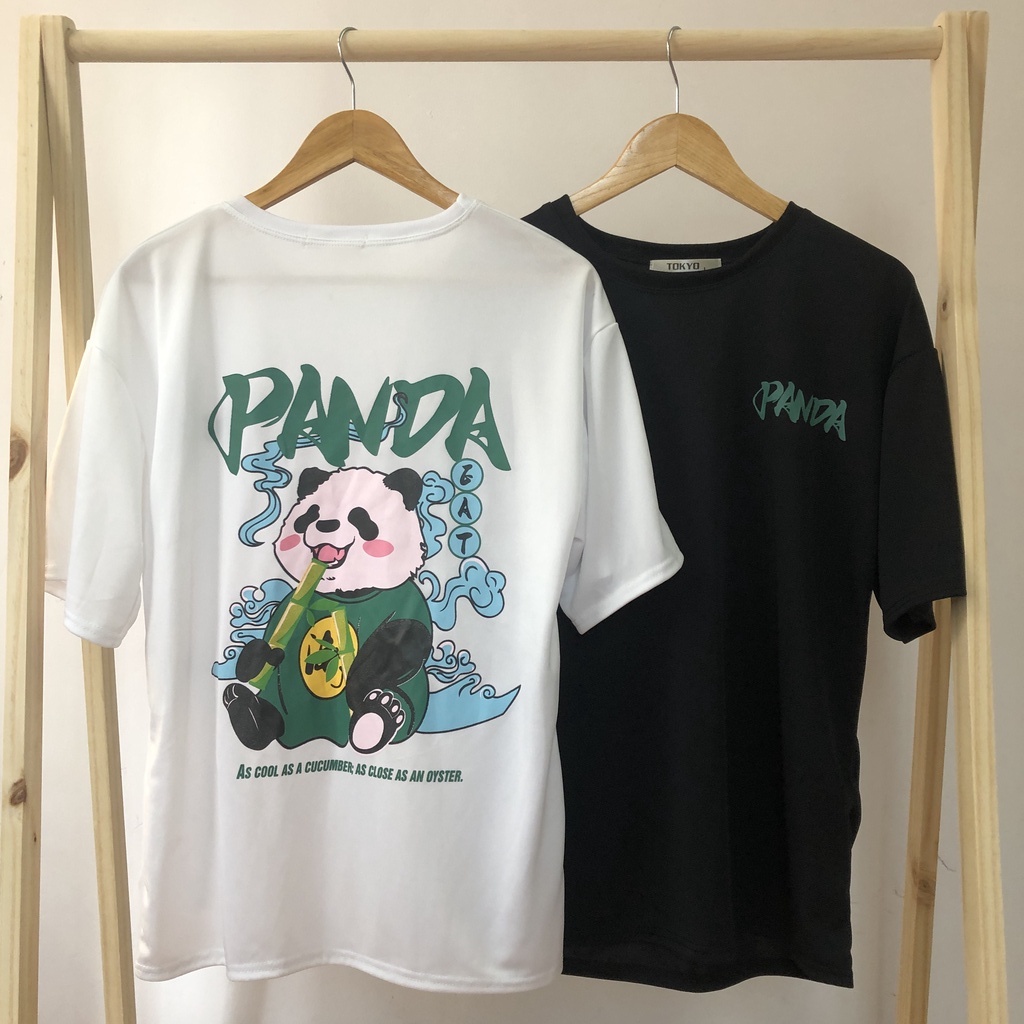Áo thun tay lỡ unisex form rộng cho nam nữ phong cách hàn quốc GẤU TRÚC PANDA thiết kế dày dặn