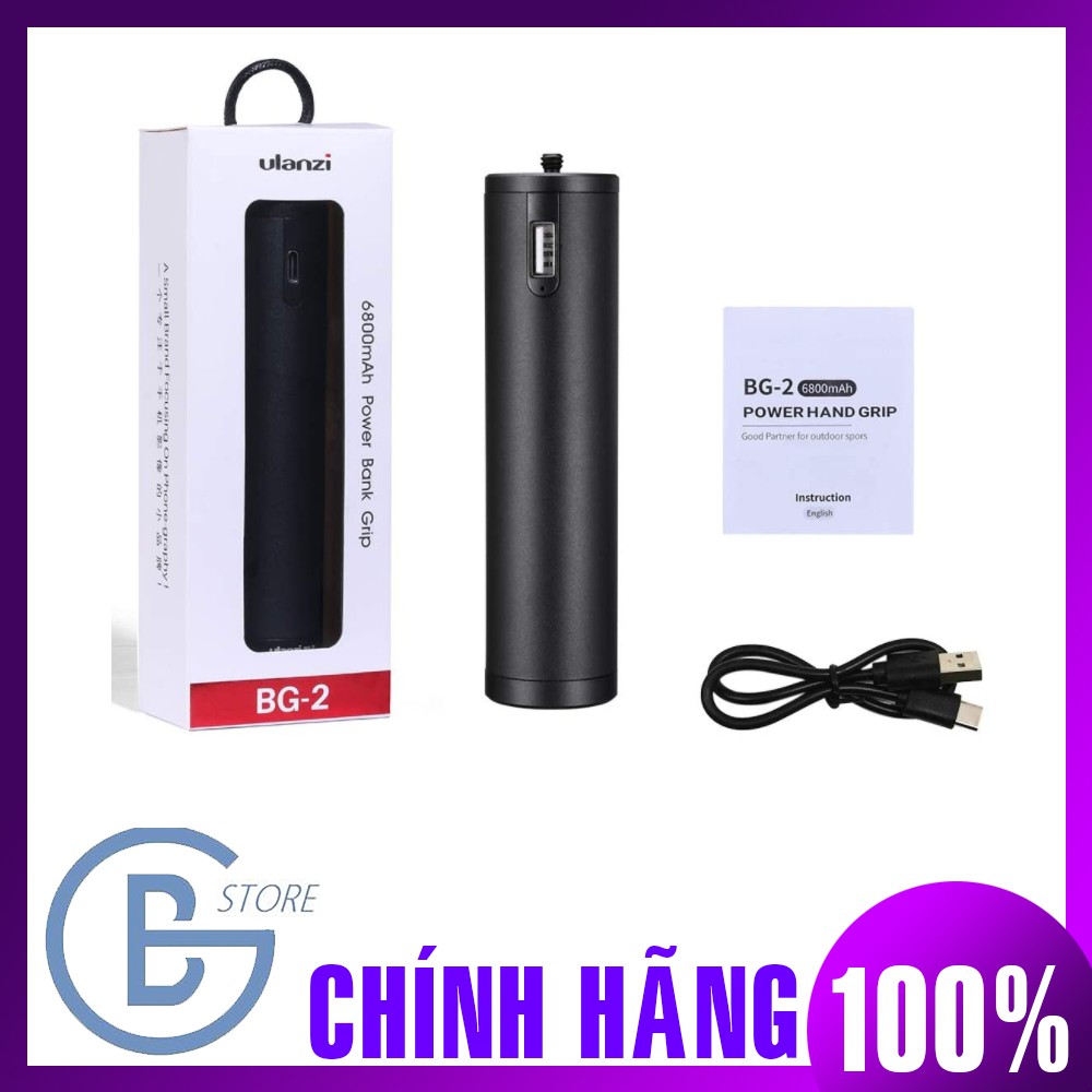 Tay Cầm Quay Phim Ulanzi BG-2 Tích Hợp Sạc Dự Phòng, Pin 6800mAh, Thân Thiết Kế Bằng Nhồm Bền Bỉ