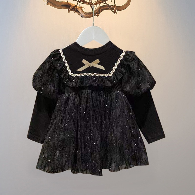 Đầm Bé Gái Đầm Công Chúa Tay Dài Đính Nơ Se7En Cho Bé Gái