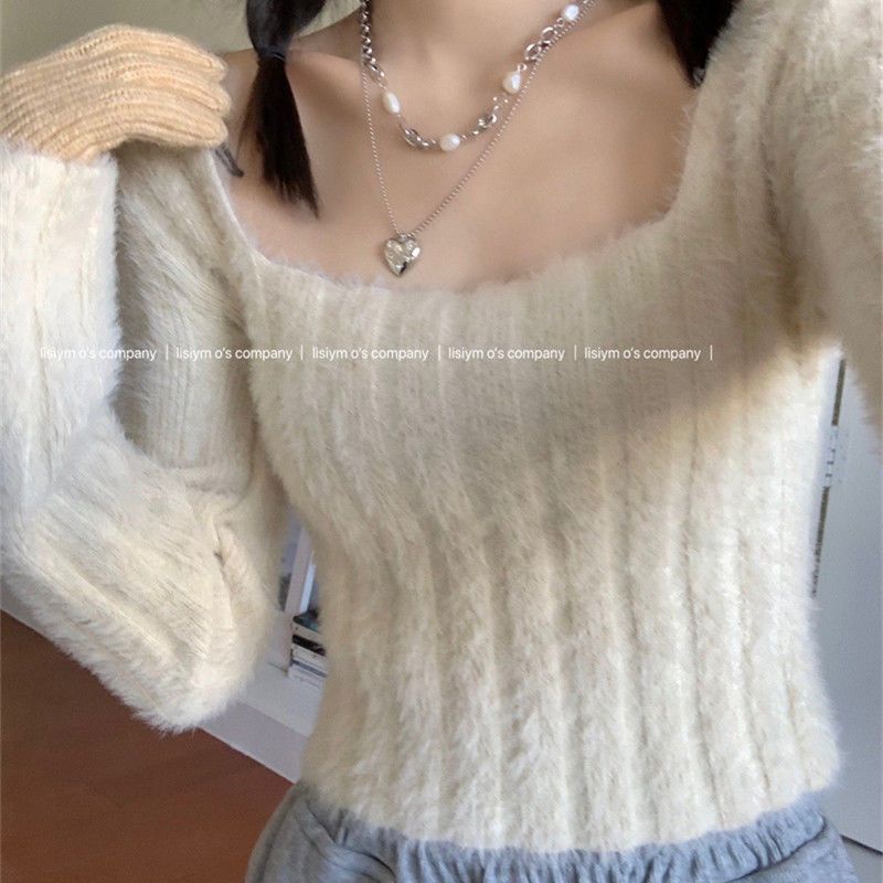 MURIOKI Áo Sweater Dệt Kim Mềm Mại Ôm Dáng Phong Cách Gợi Cảm Cho Nữ