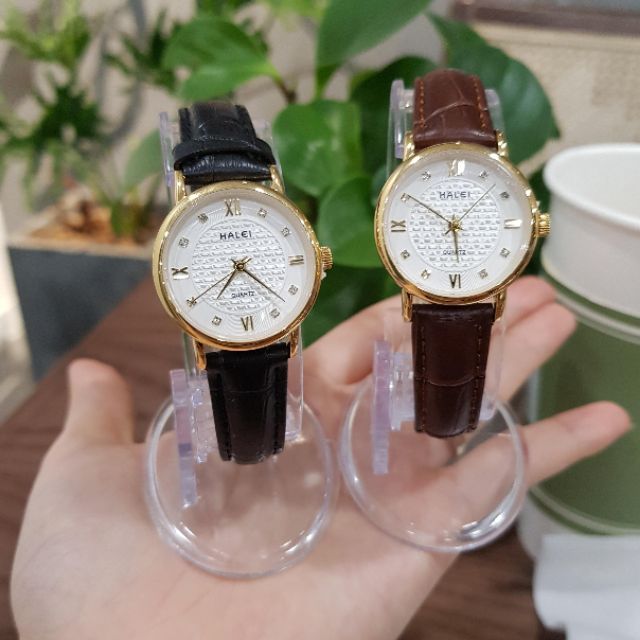 Đồng hồ nữ Halei dây da vân cá sấu đơn giản thanh lịch mặt số la mã | BigBuy360 - bigbuy360.vn