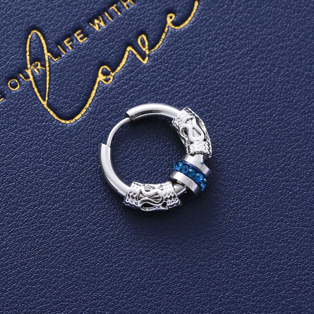 Bông tai tròn bằng thép không gỉ mẫu rồng phong cách hiphop thời trang cho nam