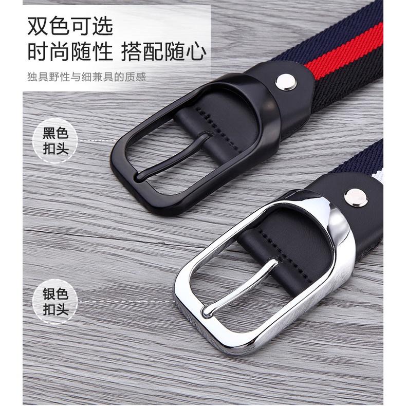 Thắt Lưng Vải canvas Bện Co Giãn Có Khóa Gài Thời Trang Hàn Quốc Trẻ Trung Cho Nam