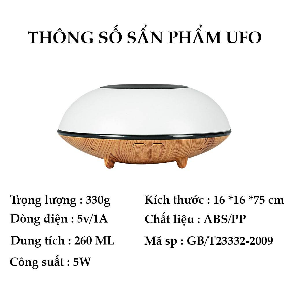 Máy xông tinh dầu phòng ngủ - tạo độ ẩm UFO 260ml - đèn LED 7 màu
