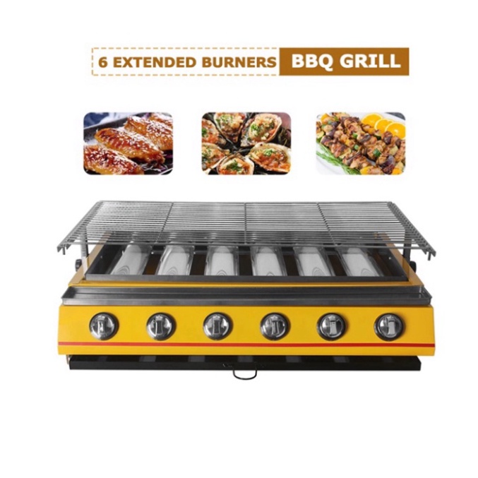 Bếp nướng hải sản bằng gas, nướng thịt bbq 6 đầu đốt loại lớn ETON ET-K333