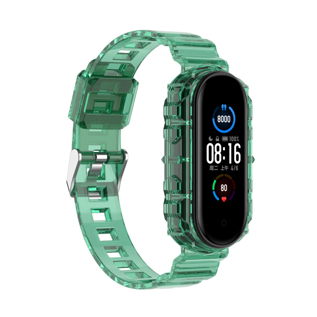 Dây Đeo Silicon Trong Suốt Cho Đồng Hồ Thông Minh Xiaomi Mi band 5 Miband 7 6 5