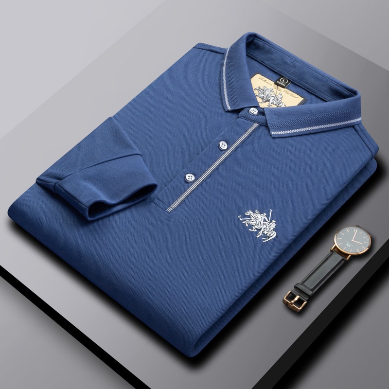 Original 2021 Latest Ralph Lauren Men's Long Sleeves Blue Polo Shirts Size: M-3XL 002773