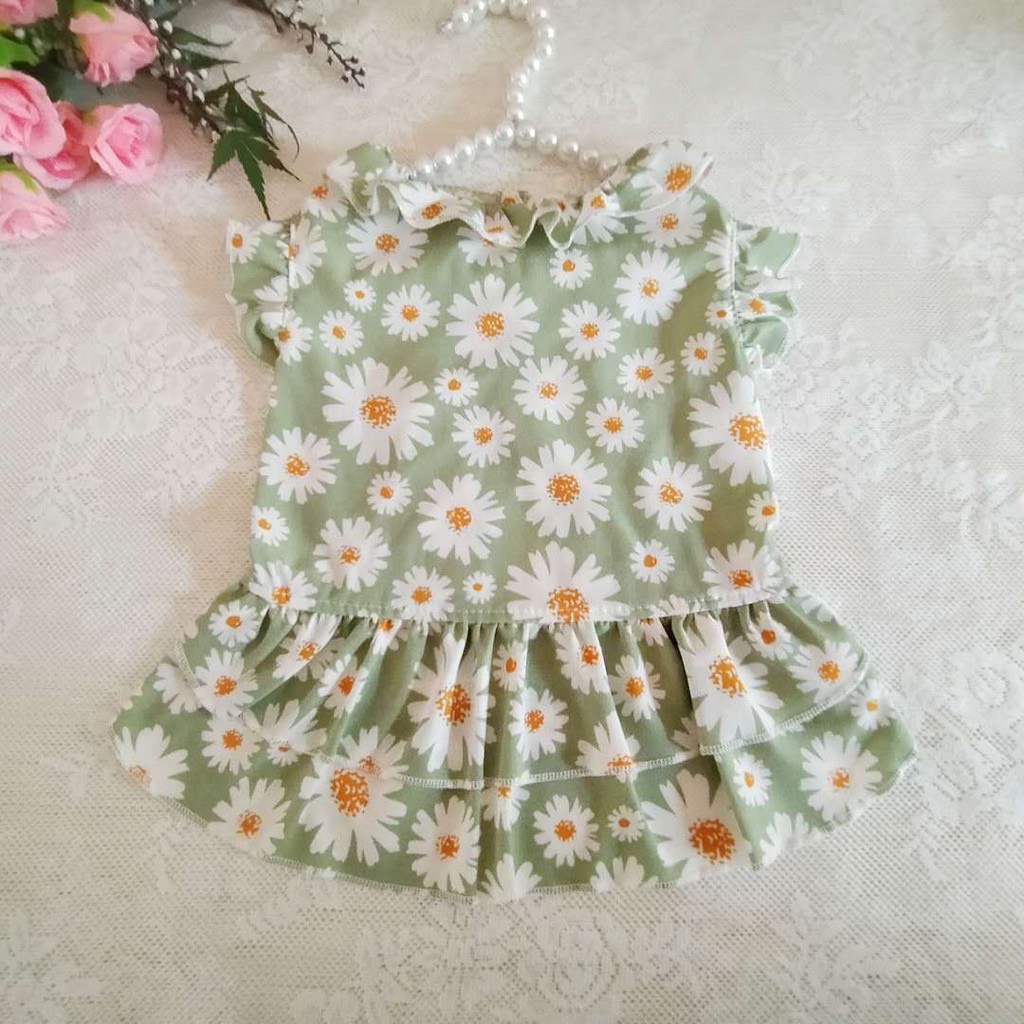 Váy Tay Bồng 2 Tầng Xoè Hoa Cúc Cho Chó Mèo