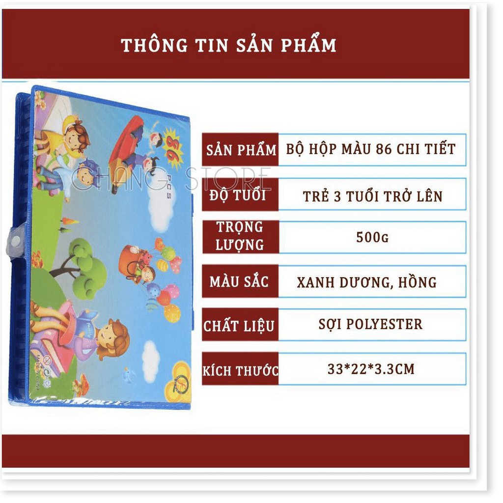 Bộ Hộp Màu 86 Món chất liệu cao cấp tạo màu đẹp, sắc nét Cho Bé yêu thỏa sức sáng tạo