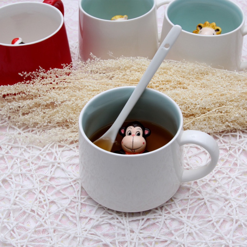 Cốc Sứ Uống Nước/Cà Phê/Sữa/Cà Phê 3D Kiểu Hoạt Hình Sáng Tạo Chịu Nhiệt Độ Cao Chống Tràn 400ml