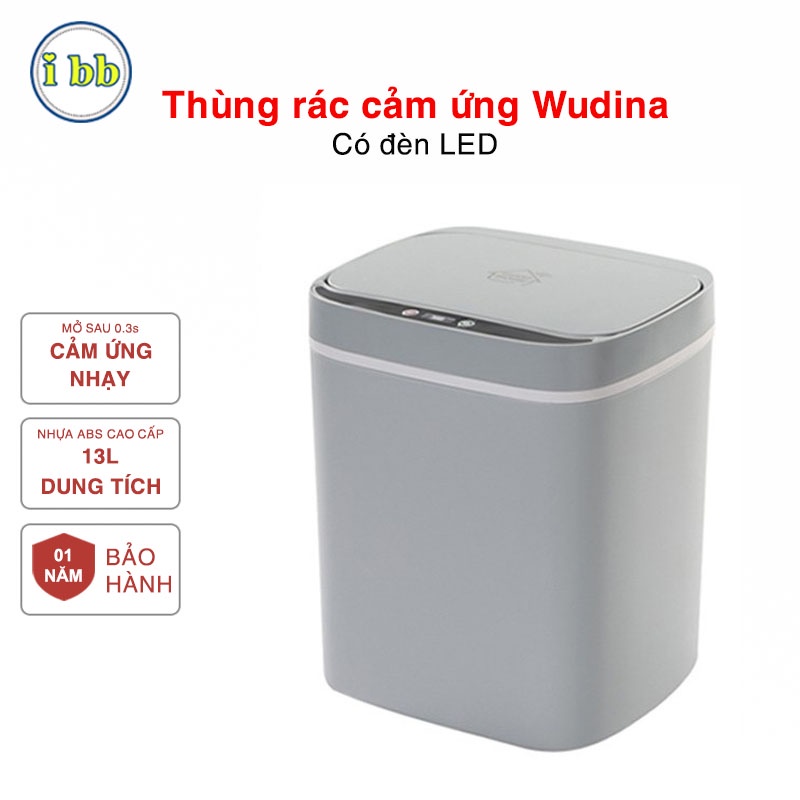 Thùng rác cảm ứng có đèn LED chiếu sáng, thùng rác thông minh nắp đóng mở tự động Có Hộp Đựng Túi Rác Tiện Lợi