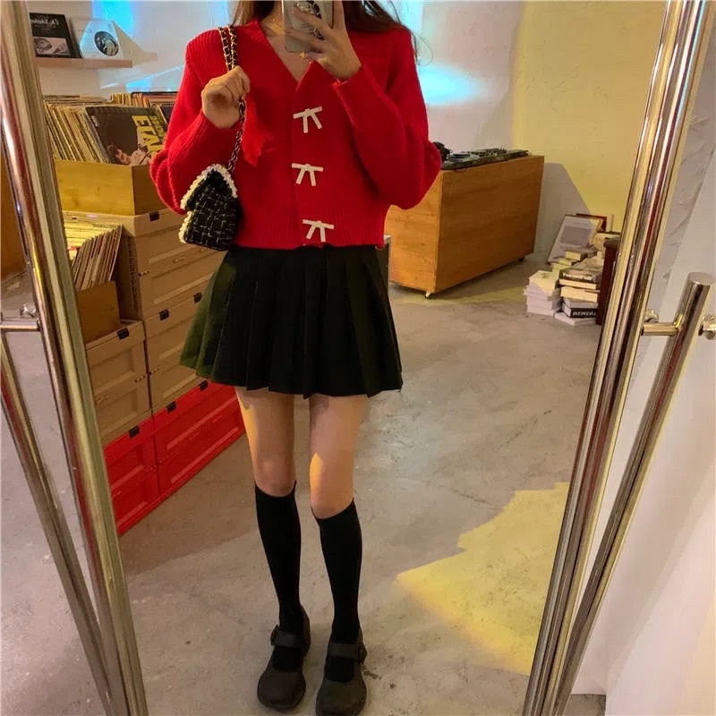 Áo Cadigan Khoác Ngoài Dài Tay Cài Nơ Bling Bling Chất Len Thỏ Loại 1 Dày Dặn, Áo Khoác Len Thu Đông Phong Cách Hàn Quốc