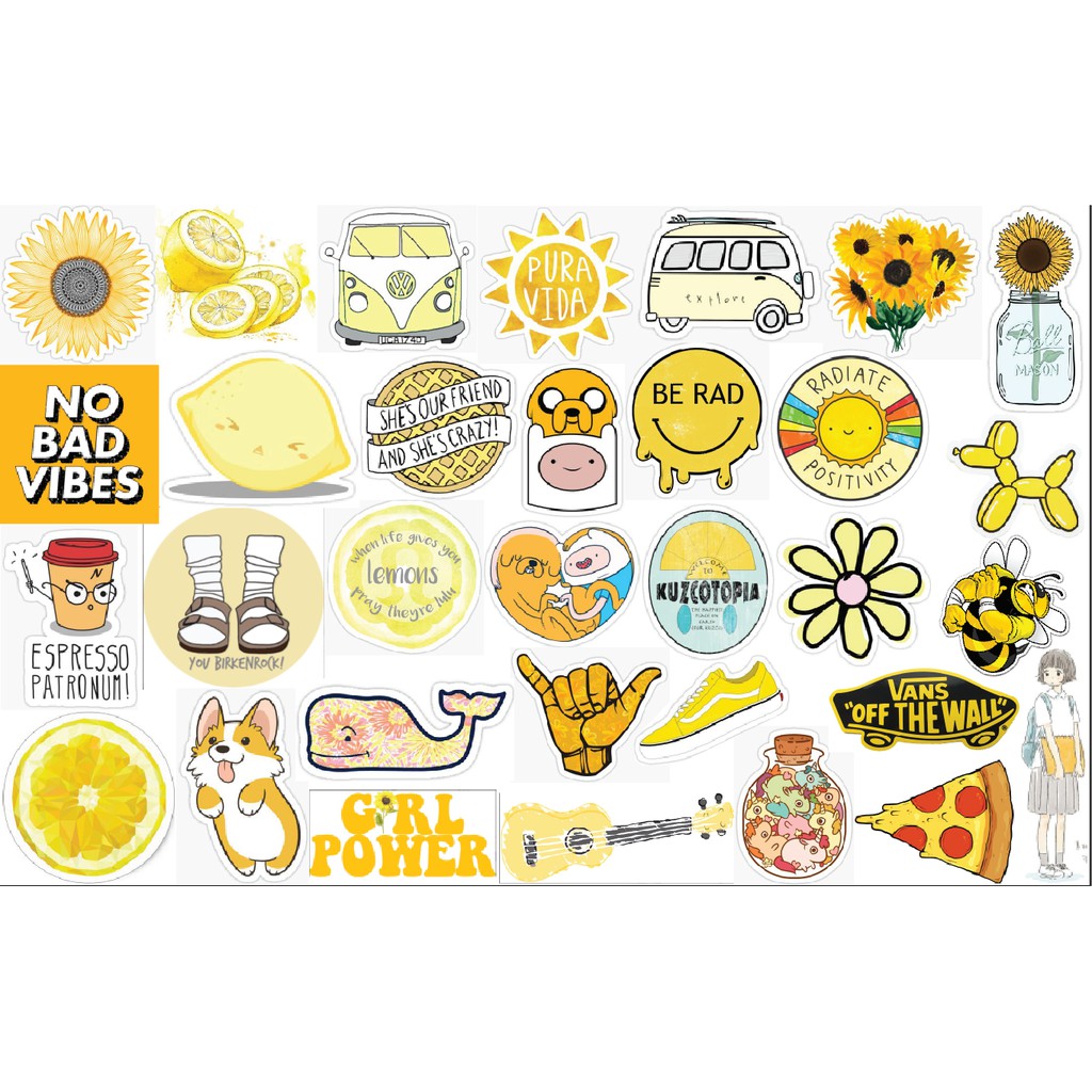 Sticker màu vàng DECAL CẮT SẴN dán mũ bảo hiểm, vali, máy tính,xe, tủ lạnh, nhà....