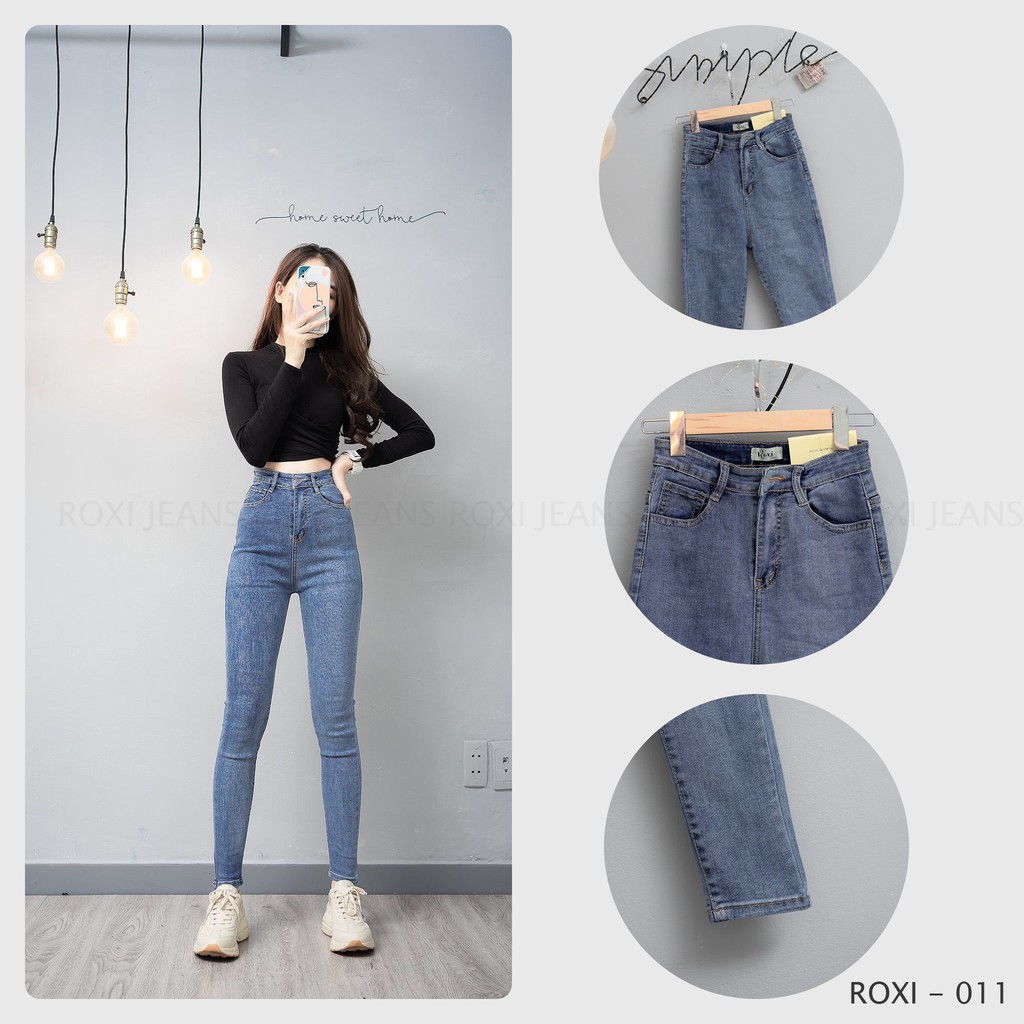 Quần Jean Co Giãn Lưng Cao, Quần Dài Nữ Dáng Ôm Trơn Cuốn Lai | BigBuy360 - bigbuy360.vn