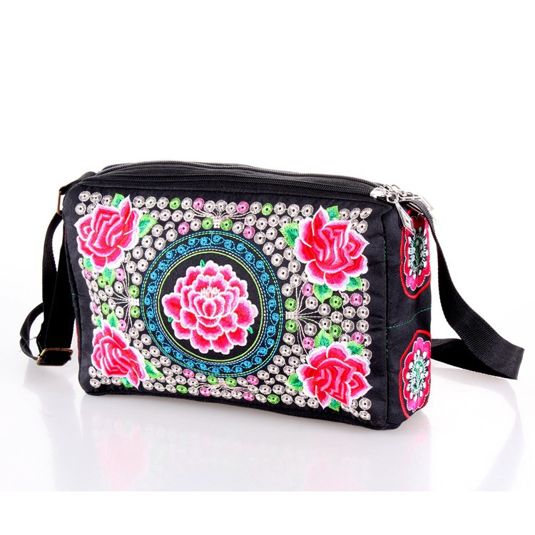 Túi đeo chéo thời trang vải thêu hoa  hình hộp chữ nhật - T03.TDC.51.8