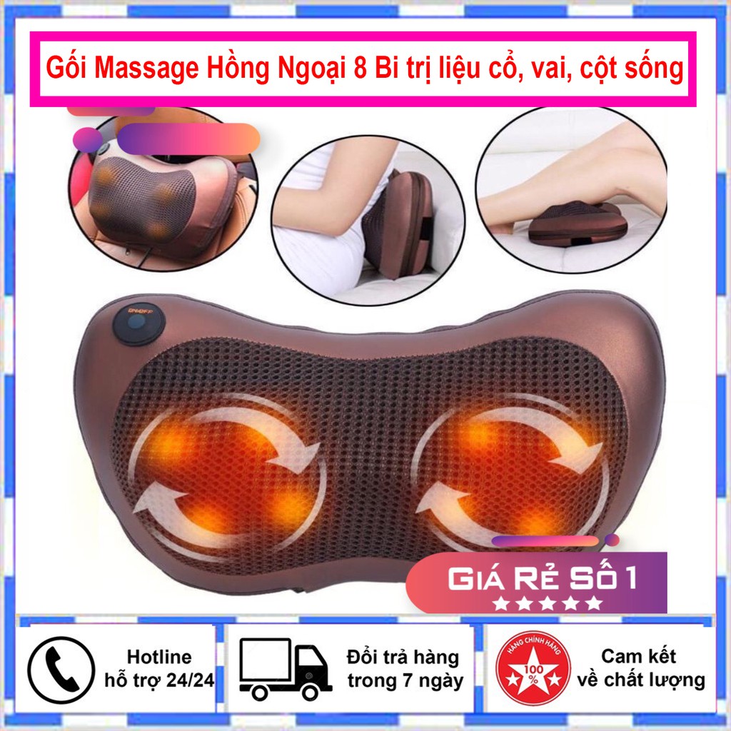 Gối massage hồng ngoại MAGIC Car & Home 8 bi cao cấp, bảo hành 12 tháng, 30 ngày đổi mới TKBIG