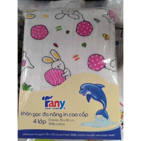 Khăn tắm,khăn quấn bé, Khăn gạc đa năng in Cao Cấp 4 lớp 100% cotton công ty Fany(80x80Cm) mịn đẹp