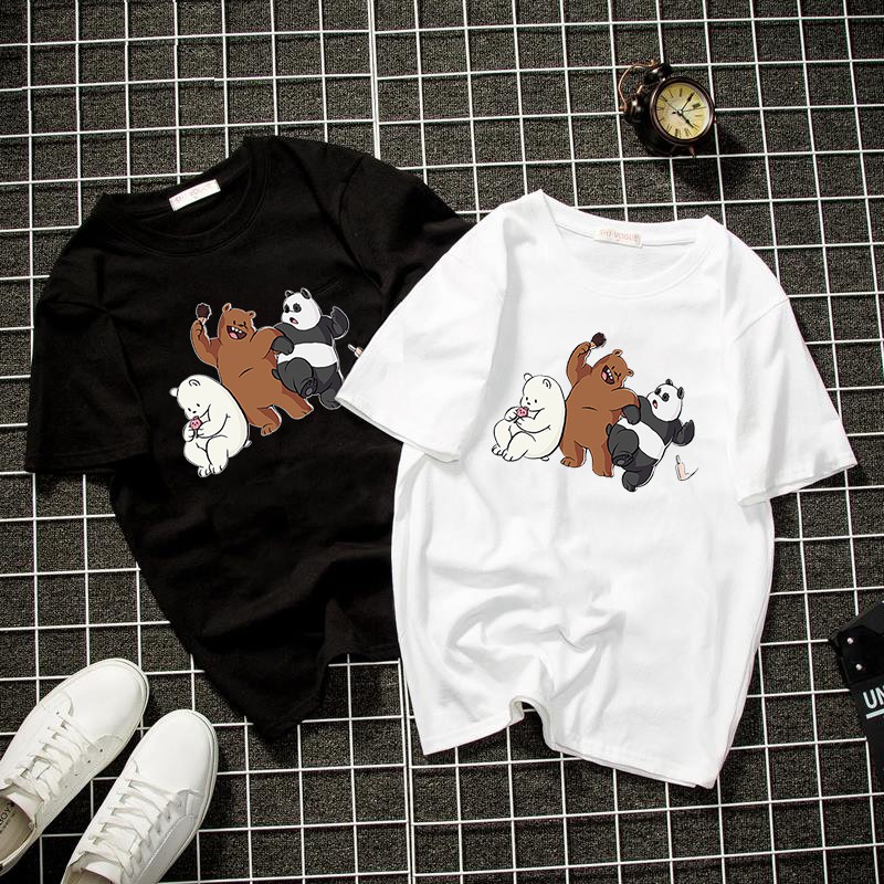 Áo thun unisex form rộng 3 chú gấu đáng yêu thời trang cá tính vải dày mịn 2019T1337