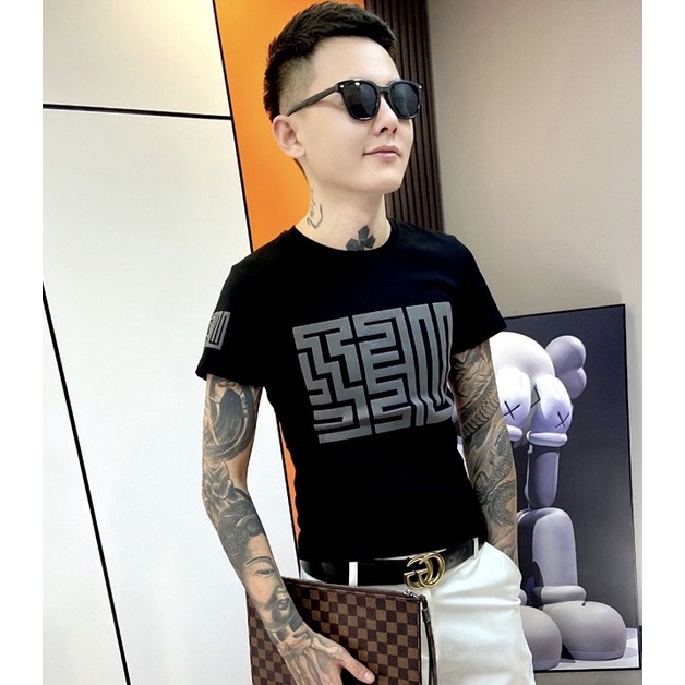 Áo thun nam tay lỡ bazic vải Cotton hàn áo phông ngắn tay cổ tròn hai màu trắng den cá tính thanh lịch
