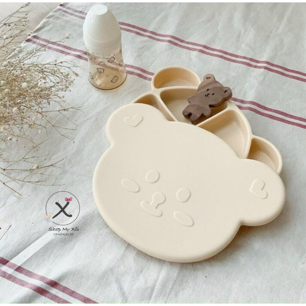 [ Chính hãng ] Khay ăn dặm gấu kèm nắp silicon siêu xịn Bar Rot