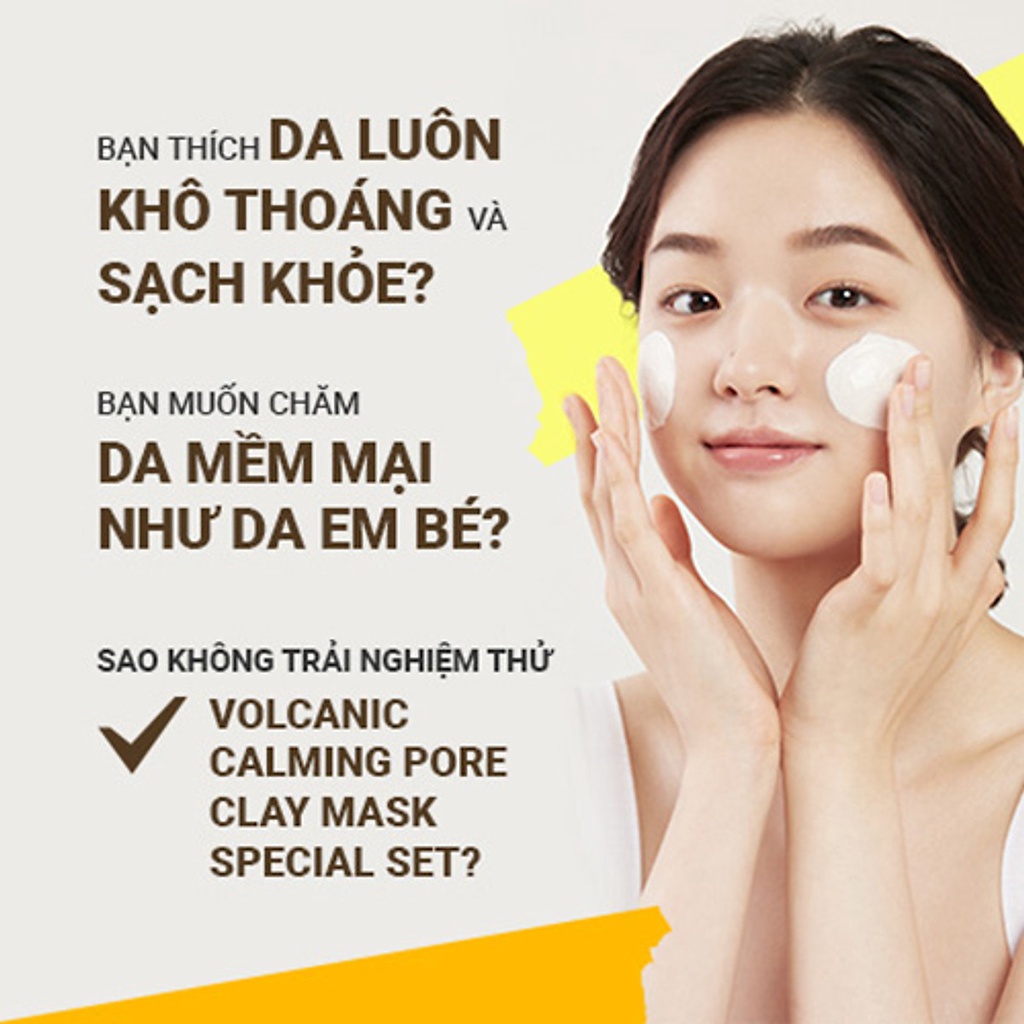 Bộ sản phẩm se khít lỗ chân lông đá tro núi lửa innisfree Volcanic Calming Pore Clay Mask Special Set