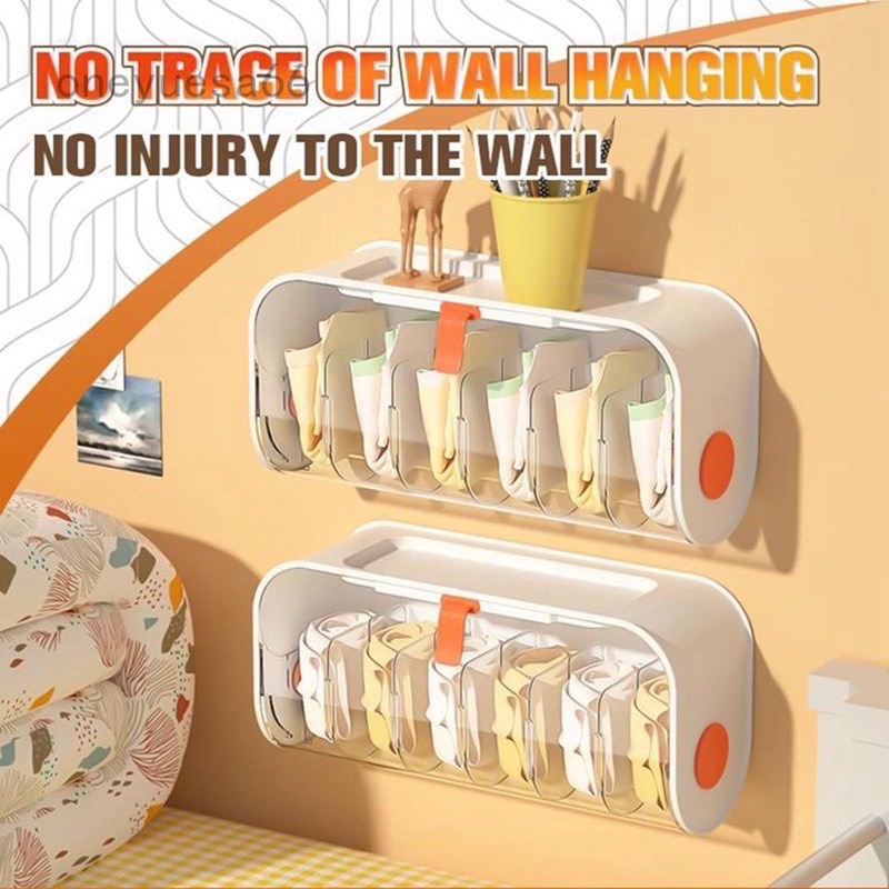 Hộp đựng đồ lót/tất trong suốt gắn tường. Kệ treo cửa, treo tường đựng đồ lót/tất
