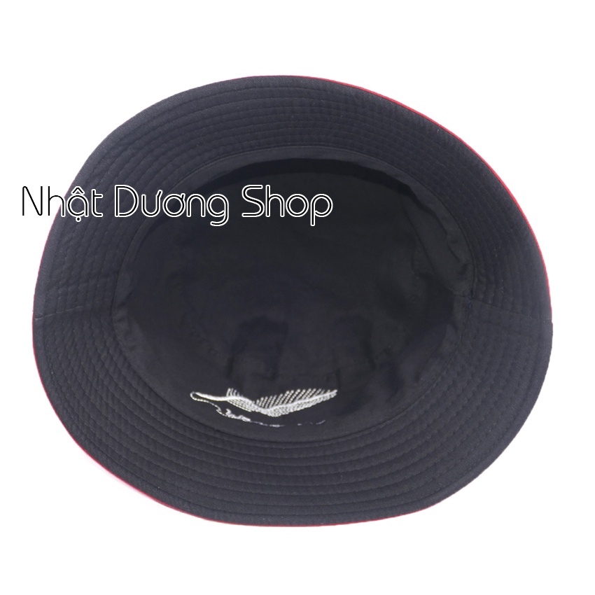 [ Hình thật ] Nón bucket chiếc lá 2 mặt mũ tai bèo vành nhỏ thêu chiếc lá phù hợp cho nam và nữ