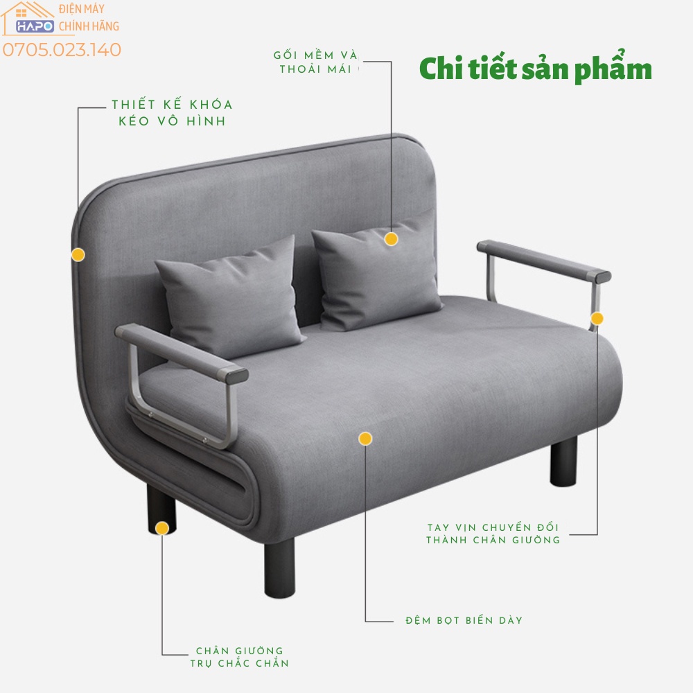 Ghế Sopha gấp gọn thông minh tiện lợi, Sofa giường đa năng 2 trong 1, Sofa bed kiểu dáng Hàn Quốc