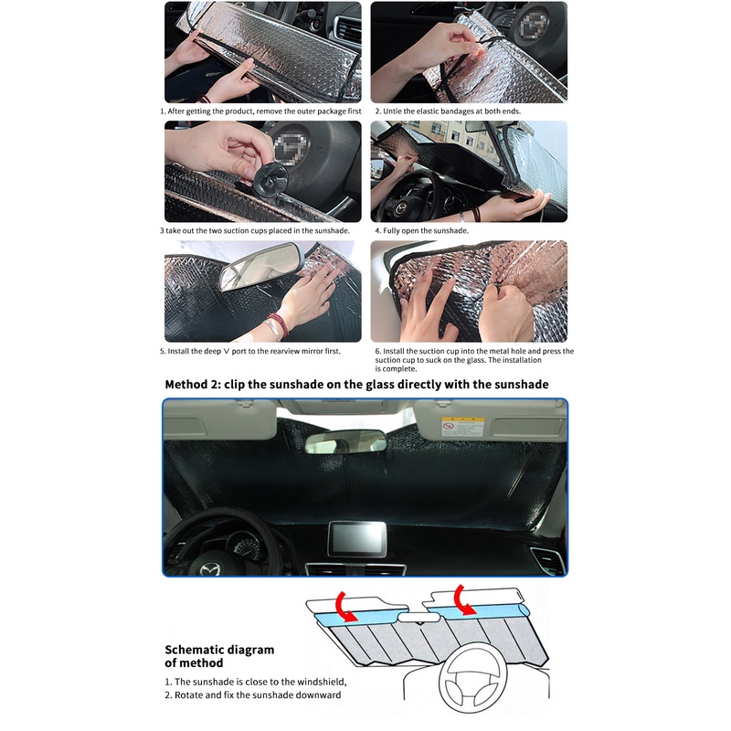 Tấm Che Nắng Phản Quang Gấp Gọn Được Thông Dụng Cho Kính Chắn Gió Xe Hơi