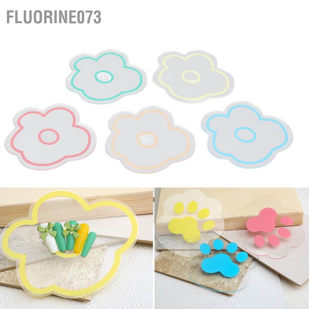 Fluorine073 5 cái Bảng Màu Nghệ Thuật Làm Móng Tay Cao Độ Trong Suốt Hai Mặt Dày Hình Dạng Hoa Gel Trang Điểm Hiển Thị