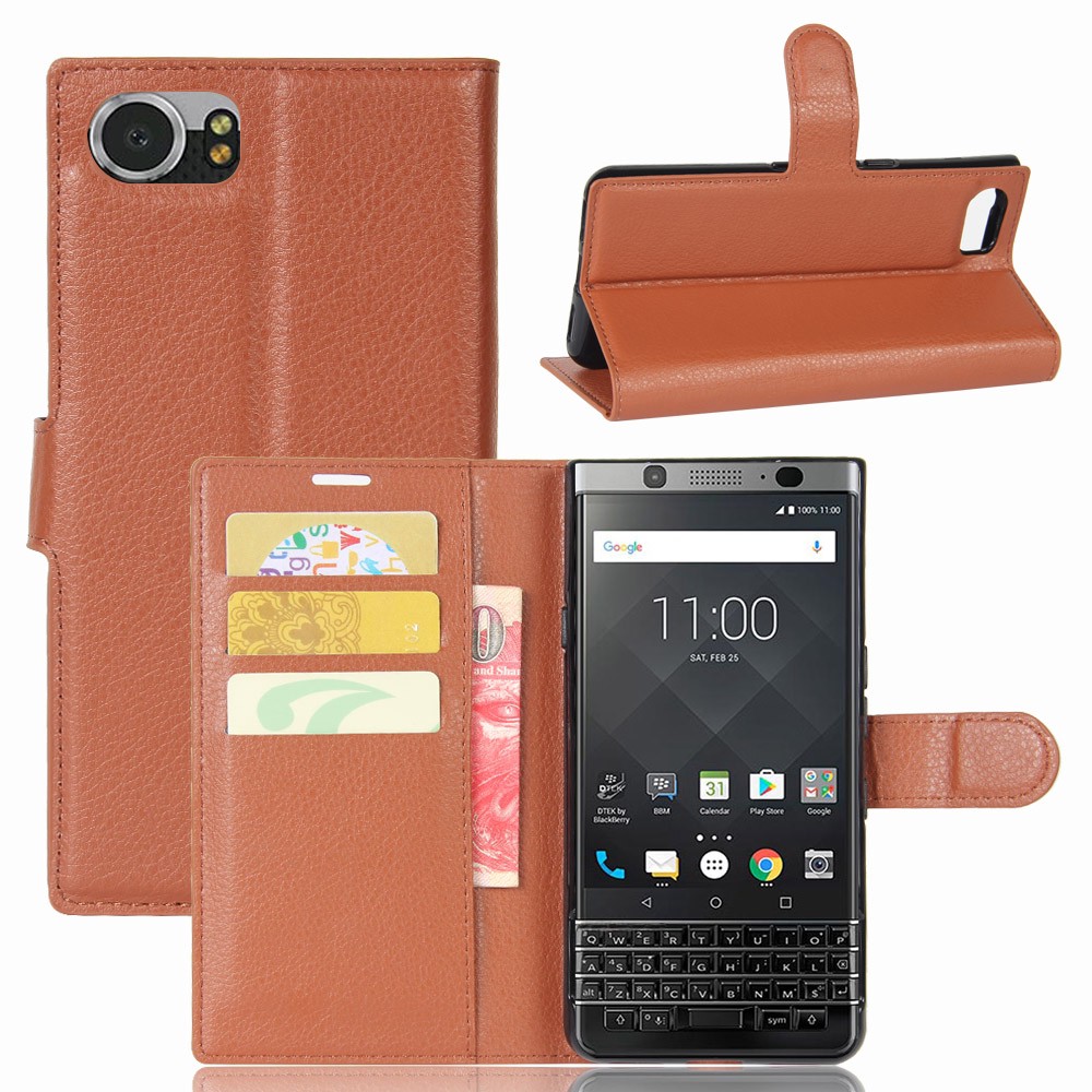 Bao da điện thoại màu trơn có ngăn đựng thẻ và khóa tiện dụng cho BlackBerry Keyone / Mercury / DTEK70