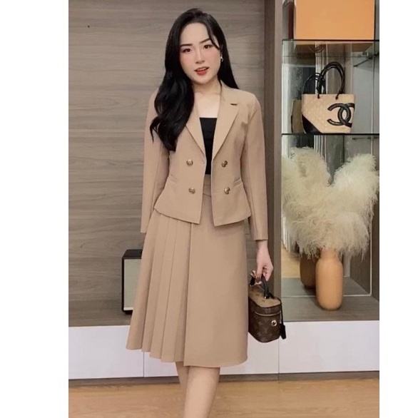 Set vest dạ nữ ZYM'S HOUSE họa tiết kẻ K454, K455