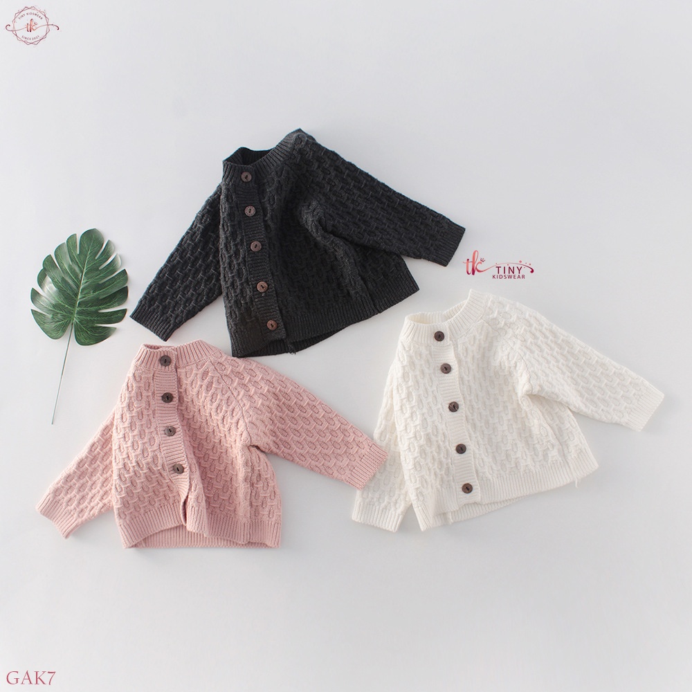 Áo khoác len cardigan họa tiết quả trám cho bé gái từ 5-13kg [GAK7]