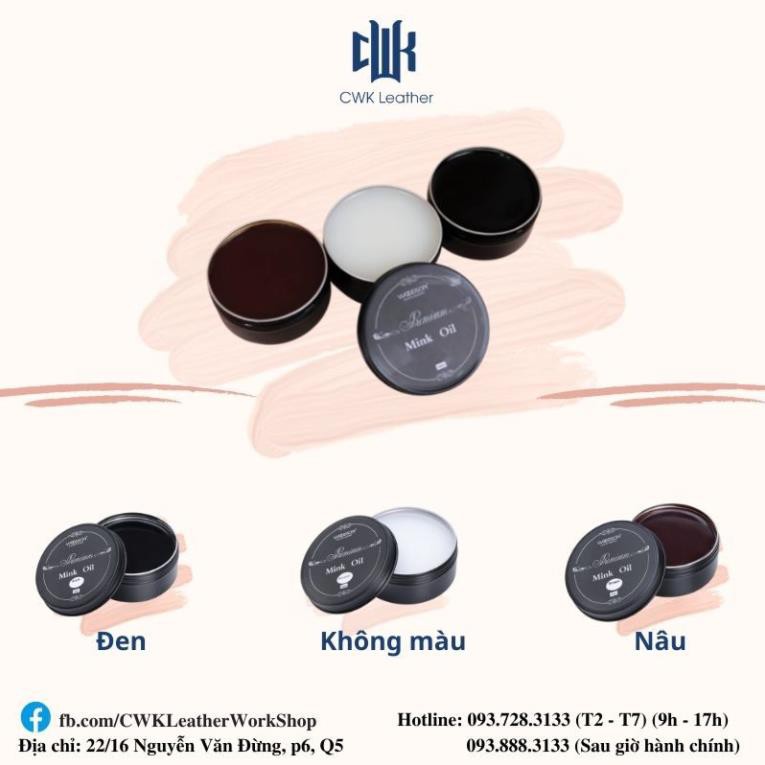 [Chuyên phục hồi-bảo dưỡng làm mới đồ da- Chính Hãng]Mink oil-mỡ chồn-Woodson-DƯỠNG DA, VÍ BÓP,TÚI,ÁO DA,GIÀY DA,..