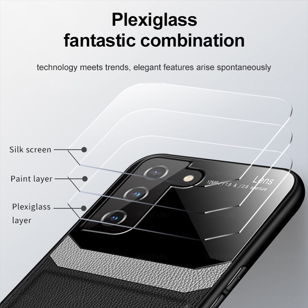 Samsung Galaxy S 20 21 22 S20 S21 FE S22 Ultra Plus Pro Case TPU Frame Shockproof  Leather Texture Acrylic Phone Covers