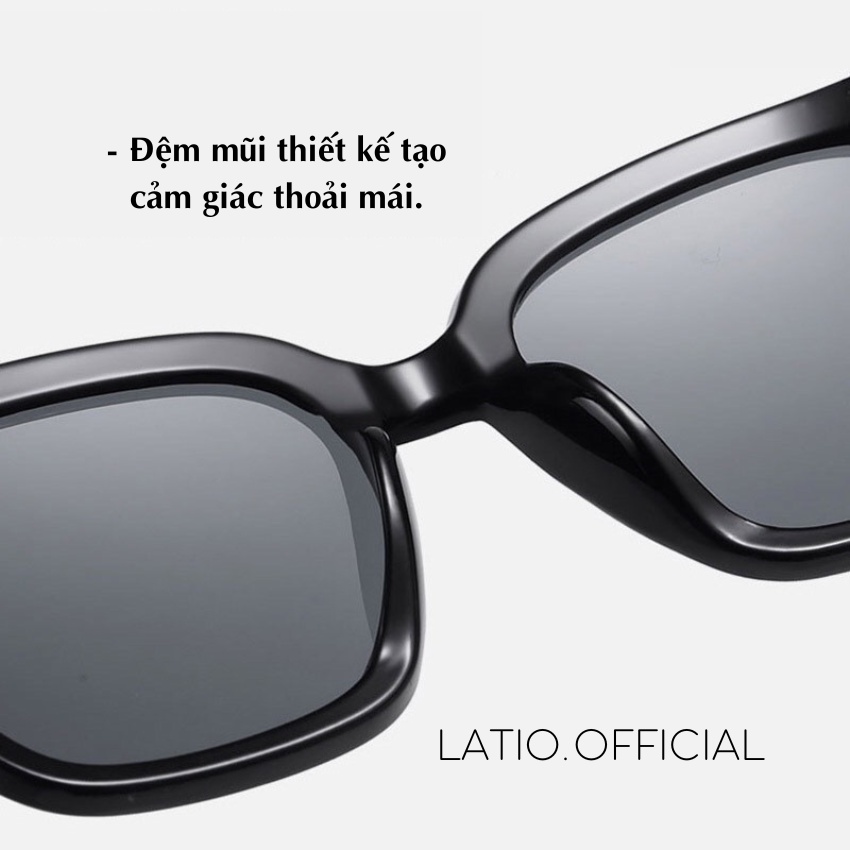 Kính mát Nam Nữ thời trang LATIO 2023 dáng vuông gọng nhựa mắt kính râm chống tia UV KM58