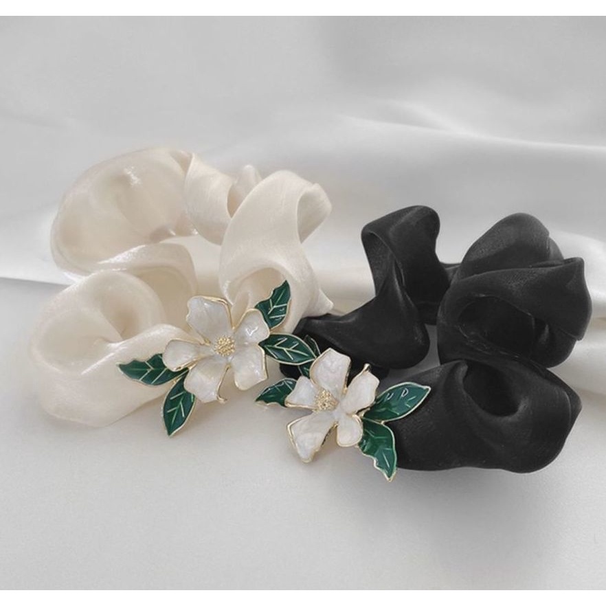 Dây Buộc Tóc In Họa Tiết Hoa Màu Xanh Lá Xinh Xắn Dễ Phối Đồ