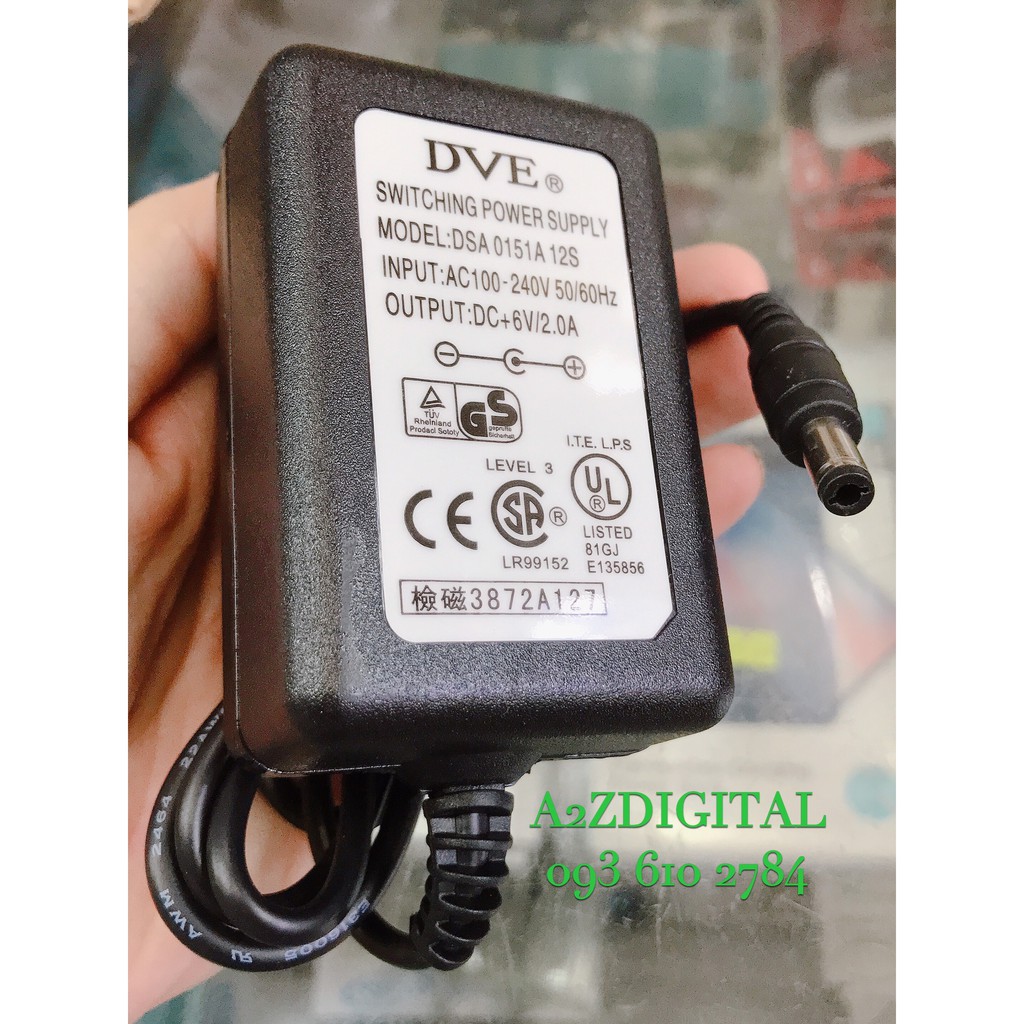 NGUỒN ADAPTOR SẠC 6V-2A JACK CẮM SẠC ĐẦU TRÒN 5.5mm