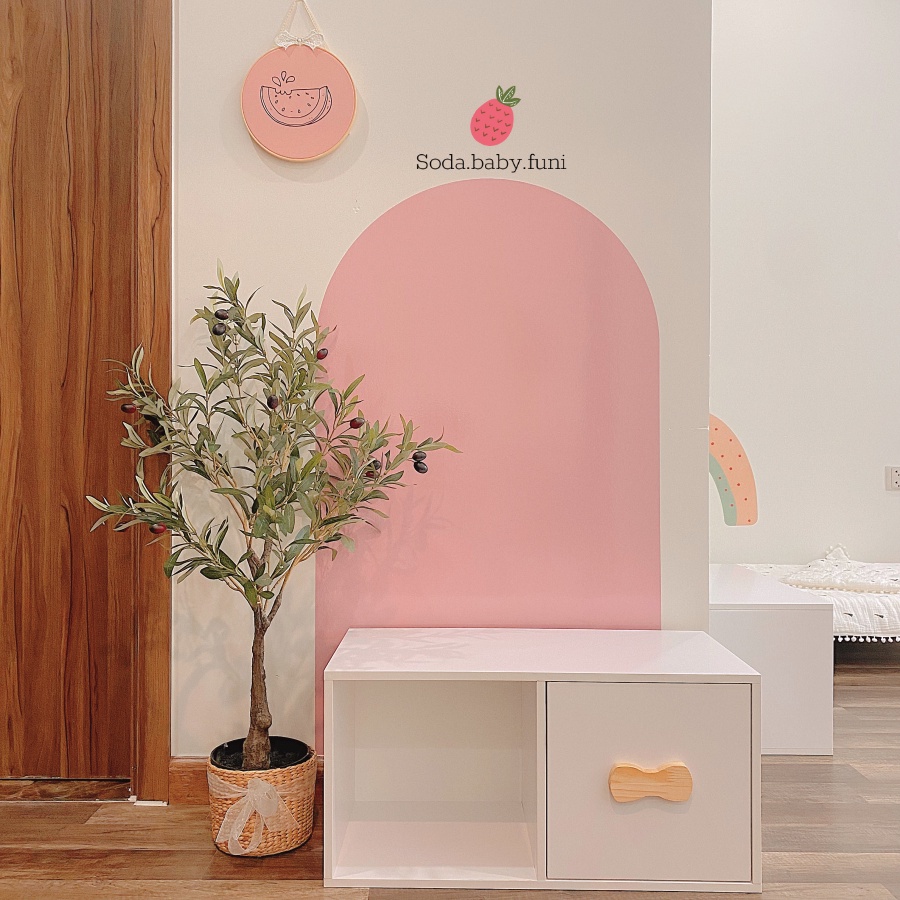 Decal dán tường thiết kế riêng màu vintage trang trí phòng siêu xinh kích thước 60x88cm mã 001