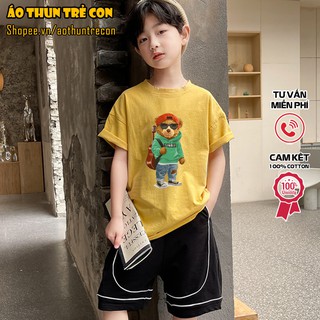 Quần Áo Trẻ Em Áo Thun Ngắn Tay Cho Bé Gấu Bông Teddy Bear 100% Cotton
