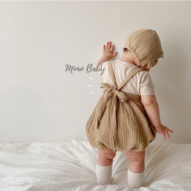 Quần yếm đeo dây xô muslin, quần boom phong cách hàn quốc xinh xắn cho bé QA33 Mimo Baby