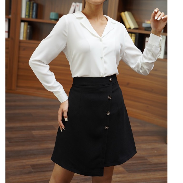 Chân váy chữ A đắp tà chéo phối khuy cv1002 - Evanus | BigBuy360 - bigbuy360.vn