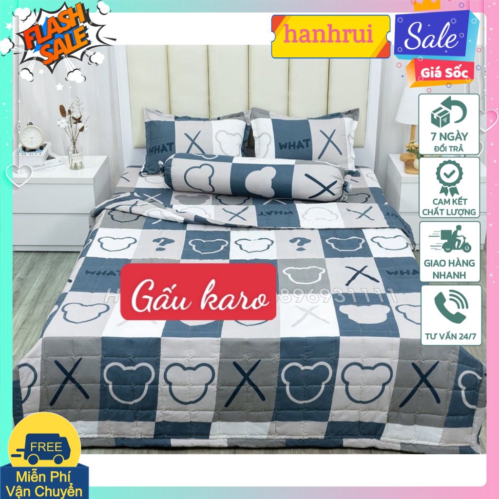 Bộ Ga Gối Mẫu 2022 cotton poly 1M2/1M4/1M5/1M6/1M8,KHO HÀNG HCM-MẪU GẤU KARO