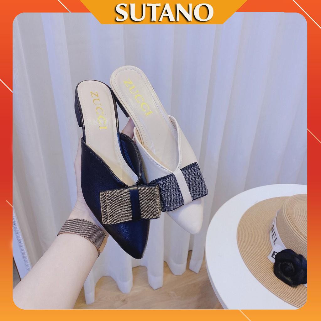 giày sục nữ thời trang đính kèm nơ kim tuyến lấp lánh S227 SUTANO | BigBuy360 - bigbuy360.vn