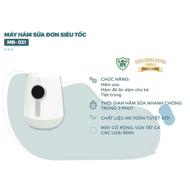 Chính hãng - Máy hâm sữa siêu tốc và tiệt trùng Moaz Bebe MB-021 và MB 033