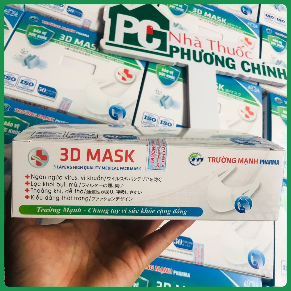 Khẩu Trang Y Tế Trường Mạnh 3D Mask - Ngăn Ngừa Vi Khuẩn, Mùi Và Bụi Hộp 50 Chiếc | BigBuy360 - bigbuy360.vn