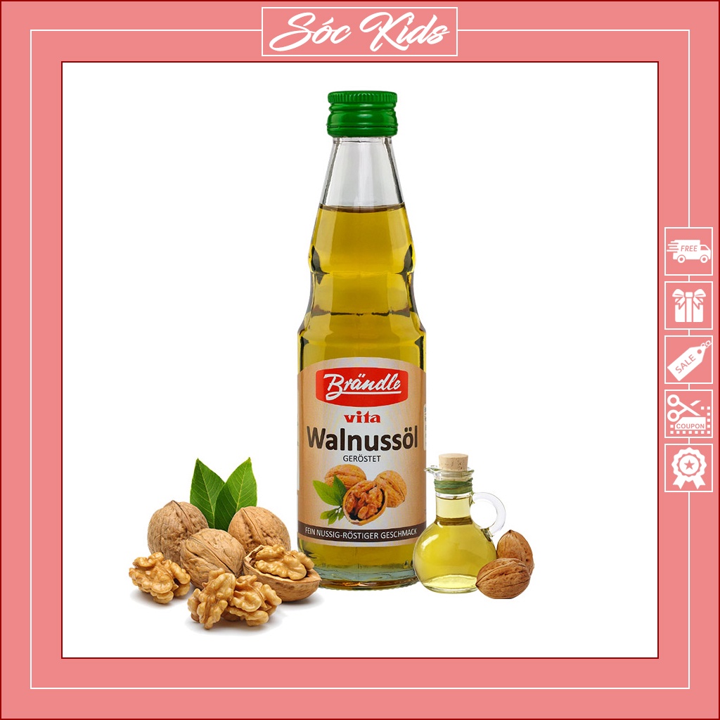 Dầu Óc Chó Brandle Vita Walnussol Cho Bé Ăn Dặm  - CHUẨN ĐỨC | DATE 2022 | MẪU MỚI | 100ml | SÓC KIDS