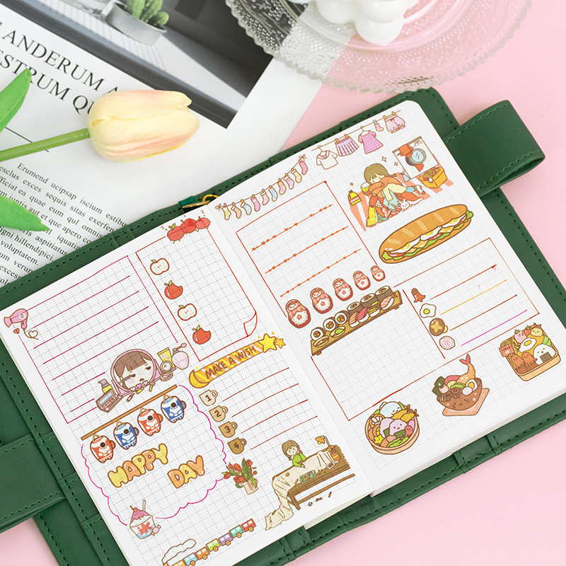 Set 1 Gói (4 Tờ Miếng Dán Hoạt Hình Nhiều Màu Sắc Trang Trí DIY Sáng Tạo