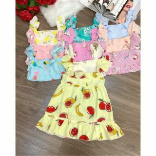 Váy cánh tiên, váy lanh, đầm lanh thái 2 dây cho bé gái